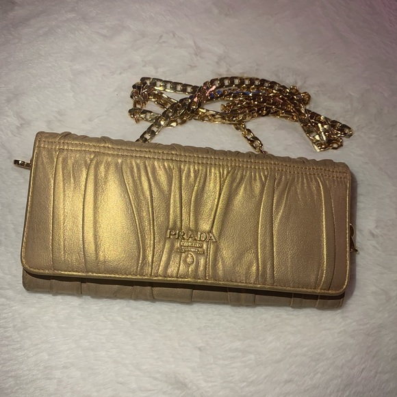 SOLD Authentic Prada wallet on a gold chain - Picture 1 of 10